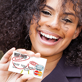 woman holding giftcard